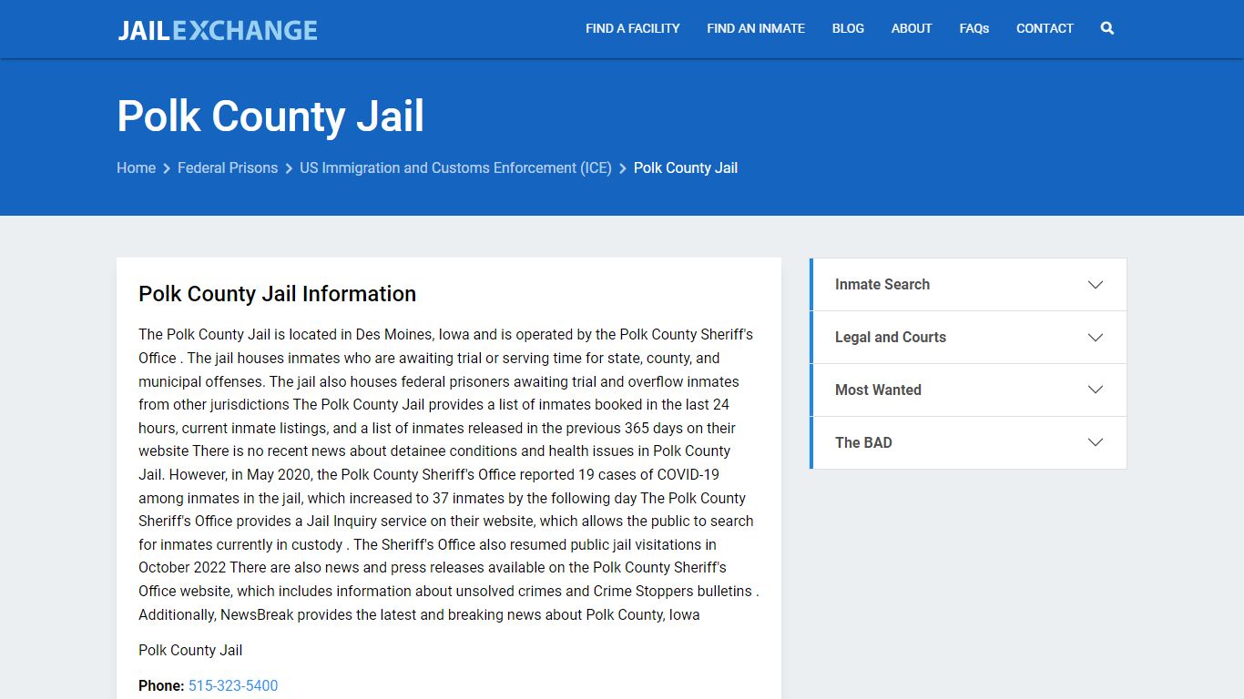 Federal Inmate Search - Polk County Jail - Jail Exchange